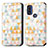 Custodia Portafoglio In Pelle Fantasia Modello Cover con Supporto S02D per Motorola Moto G Pure Bianco