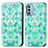 Custodia Portafoglio In Pelle Fantasia Modello Cover con Supporto S02D per Motorola Moto G51 5G Verde