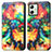 Custodia Portafoglio In Pelle Fantasia Modello Cover con Supporto S02D per Motorola Moto G54 5G Multicolore