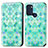 Custodia Portafoglio In Pelle Fantasia Modello Cover con Supporto S02D per Motorola Moto G60s Verde