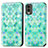 Custodia Portafoglio In Pelle Fantasia Modello Cover con Supporto S02D per Nokia C32 Verde