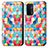 Custodia Portafoglio In Pelle Fantasia Modello Cover con Supporto S02D per OnePlus Nord N200 5G Multicolore