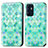 Custodia Portafoglio In Pelle Fantasia Modello Cover con Supporto S02D per Oppo Reno6 5G Verde