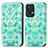 Custodia Portafoglio In Pelle Fantasia Modello Cover con Supporto S02D per Oppo Reno7 Pro 5G Verde