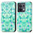 Custodia Portafoglio In Pelle Fantasia Modello Cover con Supporto S02D per Oppo Reno9 Pro 5G Verde