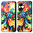 Custodia Portafoglio In Pelle Fantasia Modello Cover con Supporto S02D per Realme C55 Multicolore