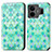 Custodia Portafoglio In Pelle Fantasia Modello Cover con Supporto S02D per Realme GT3 5G Verde