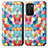 Custodia Portafoglio In Pelle Fantasia Modello Cover con Supporto S02D per Samsung Galaxy A02s Multicolore