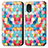 Custodia Portafoglio In Pelle Fantasia Modello Cover con Supporto S02D per Samsung Galaxy A03 Core Multicolore