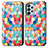 Custodia Portafoglio In Pelle Fantasia Modello Cover con Supporto S02D per Samsung Galaxy A23 5G Multicolore