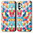 Custodia Portafoglio In Pelle Fantasia Modello Cover con Supporto S02D per Samsung Galaxy A32 4G Multicolore