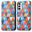 Custodia Portafoglio In Pelle Fantasia Modello Cover con Supporto S02D per Samsung Galaxy F23 5G Marrone
