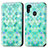Custodia Portafoglio In Pelle Fantasia Modello Cover con Supporto S02D per Samsung Galaxy M30s Verde