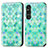 Custodia Portafoglio In Pelle Fantasia Modello Cover con Supporto S02D per Sony Xperia 1 V Verde