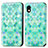 Custodia Portafoglio In Pelle Fantasia Modello Cover con Supporto S02D per Sony Xperia Ace III SOG08 Verde