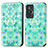 Custodia Portafoglio In Pelle Fantasia Modello Cover con Supporto S02D per Vivo X70t Verde