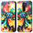 Custodia Portafoglio In Pelle Fantasia Modello Cover con Supporto S02D per Xiaomi Redmi 9 Prime India Multicolore