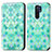 Custodia Portafoglio In Pelle Fantasia Modello Cover con Supporto S02D per Xiaomi Redmi 9 Prime India Verde