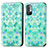 Custodia Portafoglio In Pelle Fantasia Modello Cover con Supporto S02D per Xiaomi Redmi Note 10T 5G Verde