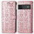 Custodia Portafoglio In Pelle Fantasia Modello Cover con Supporto S03D per Google Pixel 6 Pro 5G Oro Rosa