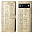 Custodia Portafoglio In Pelle Fantasia Modello Cover con Supporto S03D per Google Pixel 6a 5G Oro