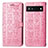 Custodia Portafoglio In Pelle Fantasia Modello Cover con Supporto S03D per Google Pixel 6a 5G Rosa