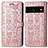 Custodia Portafoglio In Pelle Fantasia Modello Cover con Supporto S03D per Google Pixel 7 Pro 5G Oro Rosa