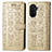 Custodia Portafoglio In Pelle Fantasia Modello Cover con Supporto S03D per Huawei Enjoy 50 Oro