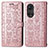 Custodia Portafoglio In Pelle Fantasia Modello Cover con Supporto S03D per Huawei Honor 50 5G Oro Rosa