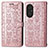 Custodia Portafoglio In Pelle Fantasia Modello Cover con Supporto S03D per Huawei Honor 50 SE 5G Oro Rosa