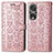 Custodia Portafoglio In Pelle Fantasia Modello Cover con Supporto S03D per Huawei Honor 80 Pro 5G Oro Rosa