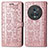 Custodia Portafoglio In Pelle Fantasia Modello Cover con Supporto S03D per Huawei Honor Magic5 Pro 5G Oro Rosa