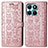 Custodia Portafoglio In Pelle Fantasia Modello Cover con Supporto S03D per Huawei Honor X6a Oro Rosa