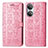 Custodia Portafoglio In Pelle Fantasia Modello Cover con Supporto S03D per Huawei Honor X7 Rosa