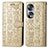 Custodia Portafoglio In Pelle Fantasia Modello Cover con Supporto S03D per Huawei Honor X7b Oro