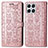 Custodia Portafoglio In Pelle Fantasia Modello Cover con Supporto S03D per Huawei Honor X8 4G Oro Rosa