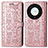 Custodia Portafoglio In Pelle Fantasia Modello Cover con Supporto S03D per Huawei Honor X9a 5G Oro Rosa