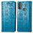 Custodia Portafoglio In Pelle Fantasia Modello Cover con Supporto S03D per Motorola Moto E30 Blu