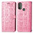 Custodia Portafoglio In Pelle Fantasia Modello Cover con Supporto S03D per Motorola Moto E30 Rosa