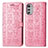 Custodia Portafoglio In Pelle Fantasia Modello Cover con Supporto S03D per Motorola Moto E32s Rosa