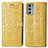 Custodia Portafoglio In Pelle Fantasia Modello Cover con Supporto S03D per Motorola Moto Edge 20 5G Giallo