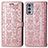 Custodia Portafoglio In Pelle Fantasia Modello Cover con Supporto S03D per Motorola Moto Edge 20 5G Oro Rosa