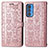 Custodia Portafoglio In Pelle Fantasia Modello Cover con Supporto S03D per Motorola Moto Edge 20 Pro 5G Oro Rosa