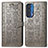 Custodia Portafoglio In Pelle Fantasia Modello Cover con Supporto S03D per Motorola Moto Edge (2021) 5G Grigio