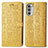 Custodia Portafoglio In Pelle Fantasia Modello Cover con Supporto S03D per Motorola Moto Edge (2022) 5G Giallo