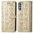 Custodia Portafoglio In Pelle Fantasia Modello Cover con Supporto S03D per Motorola Moto Edge (2022) 5G Oro