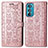 Custodia Portafoglio In Pelle Fantasia Modello Cover con Supporto S03D per Motorola Moto Edge 30 5G Oro Rosa