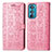 Custodia Portafoglio In Pelle Fantasia Modello Cover con Supporto S03D per Motorola Moto Edge 30 5G Rosa