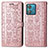 Custodia Portafoglio In Pelle Fantasia Modello Cover con Supporto S03D per Motorola Moto Edge 40 Neo 5G Oro Rosa