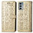 Custodia Portafoglio In Pelle Fantasia Modello Cover con Supporto S03D per Motorola Moto Edge Lite 5G Oro